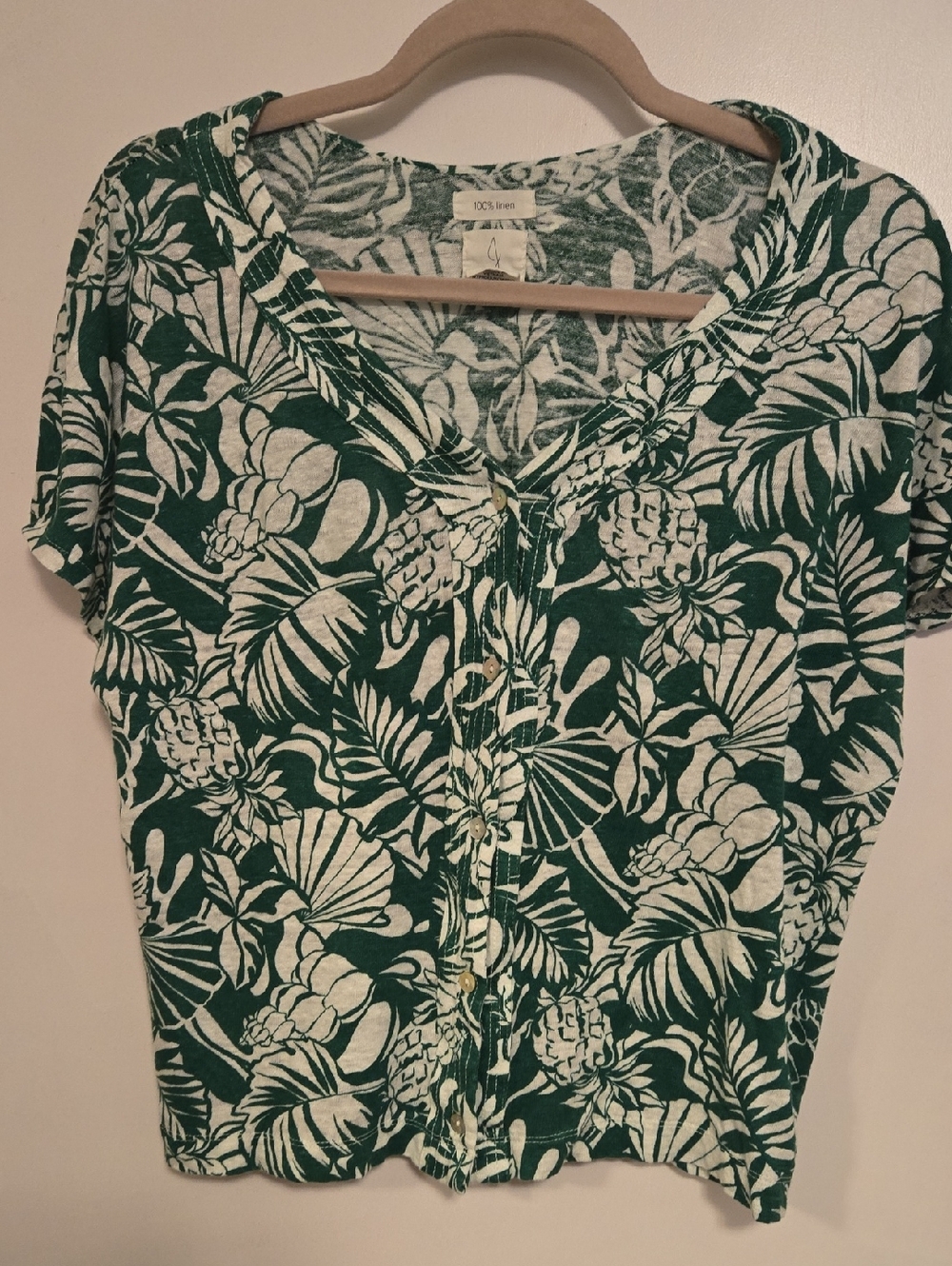Joie Tropical Button Down Top, 100 Percent Linen